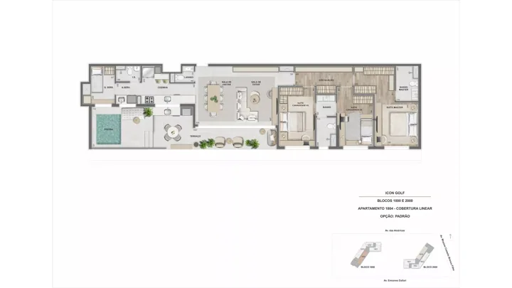 Icon Golf Residence — ICON 1.000 e 2.000 - Cobertura Linear 1804 - 3 qts.