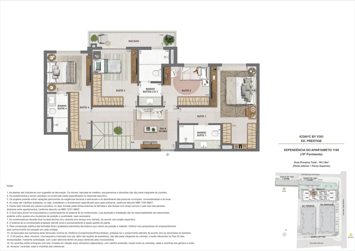 Iconyc by YOO — Cobertura duplex 4 suítes - 10° andar - 191m²