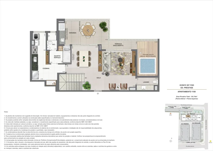 Iconyc by YOO — Cobertura duplex 4 suítes - 11° andar - 191m²