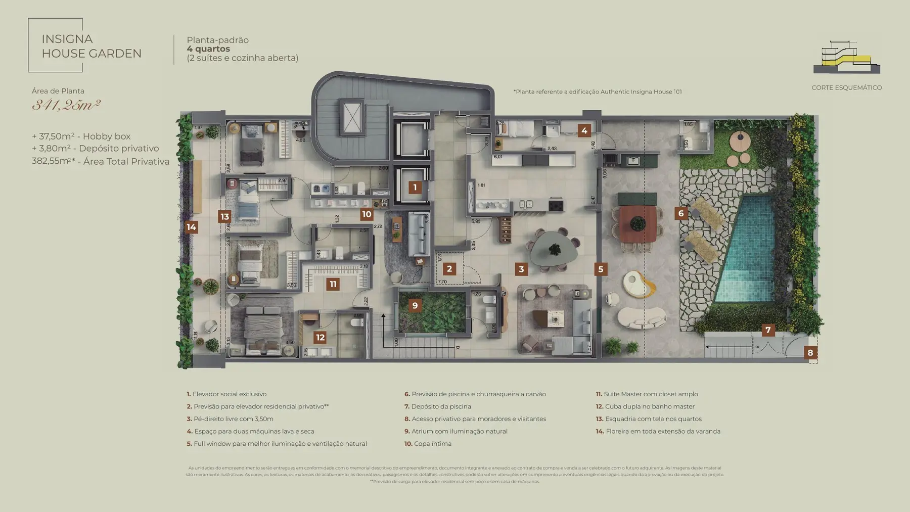 Planta ilustrativa House Garden do Insigna Península