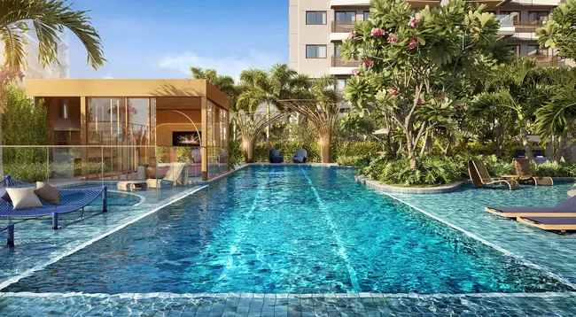 Piscina e Pool House — La Isla Residence Club · Perspectivas do projeto