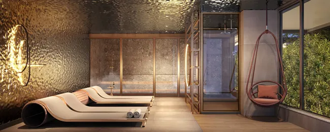 Repouso com sauna — La Isla Residence Club · Perspectivas do projeto