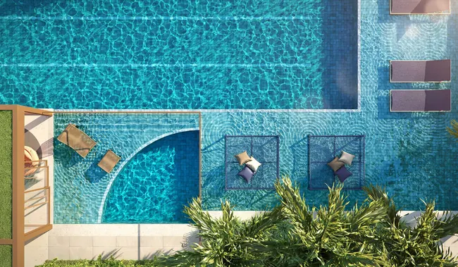 Vista superior das piscinas — La Isla Residence Club · Perspectivas do projeto