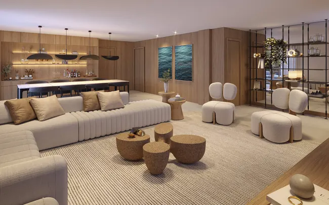 Sala ampliada — La Isla Residence Club · Perspectivas do projeto