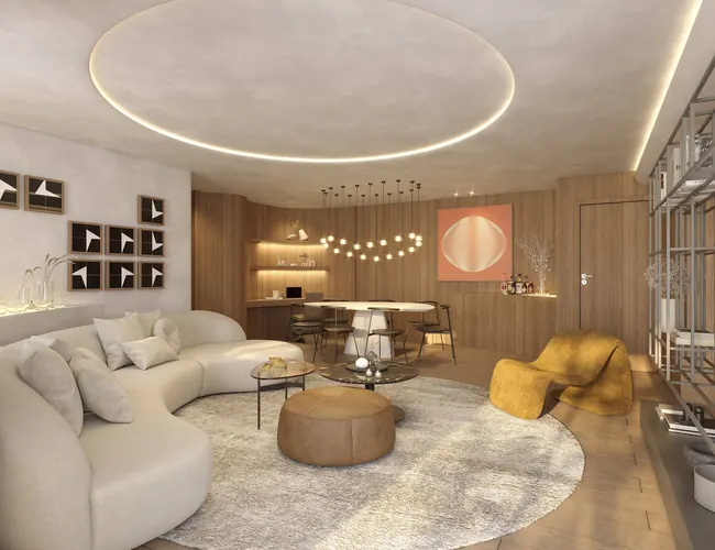 Sala de estar — La Isla Residence Club · Perspectivas do projeto
