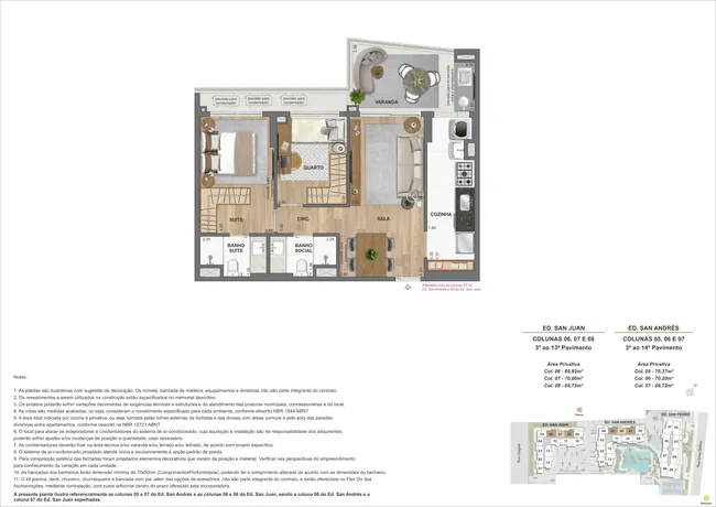 Apartamento 2Q - Ed. San Juan (COL 6, 7 e 8) e Ed. San Andrés (COL 5, 6 e 7) — La Isla Residence Club · Plantas