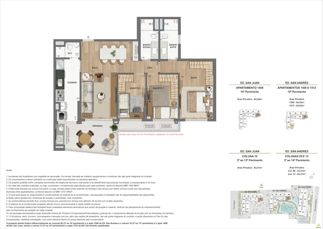 Apartamento 3Q - Ed. San Juan (COL 9 e 10) e Ed. San Andrés (COL 8, 9, 12 e 13) — La Isla Residence Club · Plantas