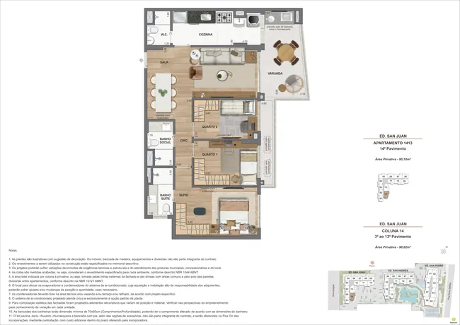 Apartamento 3Q - Ed. San Juan (COL 13 e 14) — La Isla Residence Club · Plantas