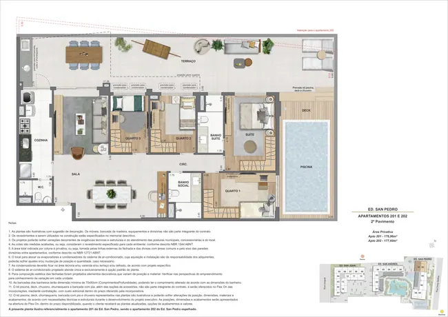 Garden 4Q - Ed. San Pedro (COL 1 e 2) — La Isla Residence Club · Plantas