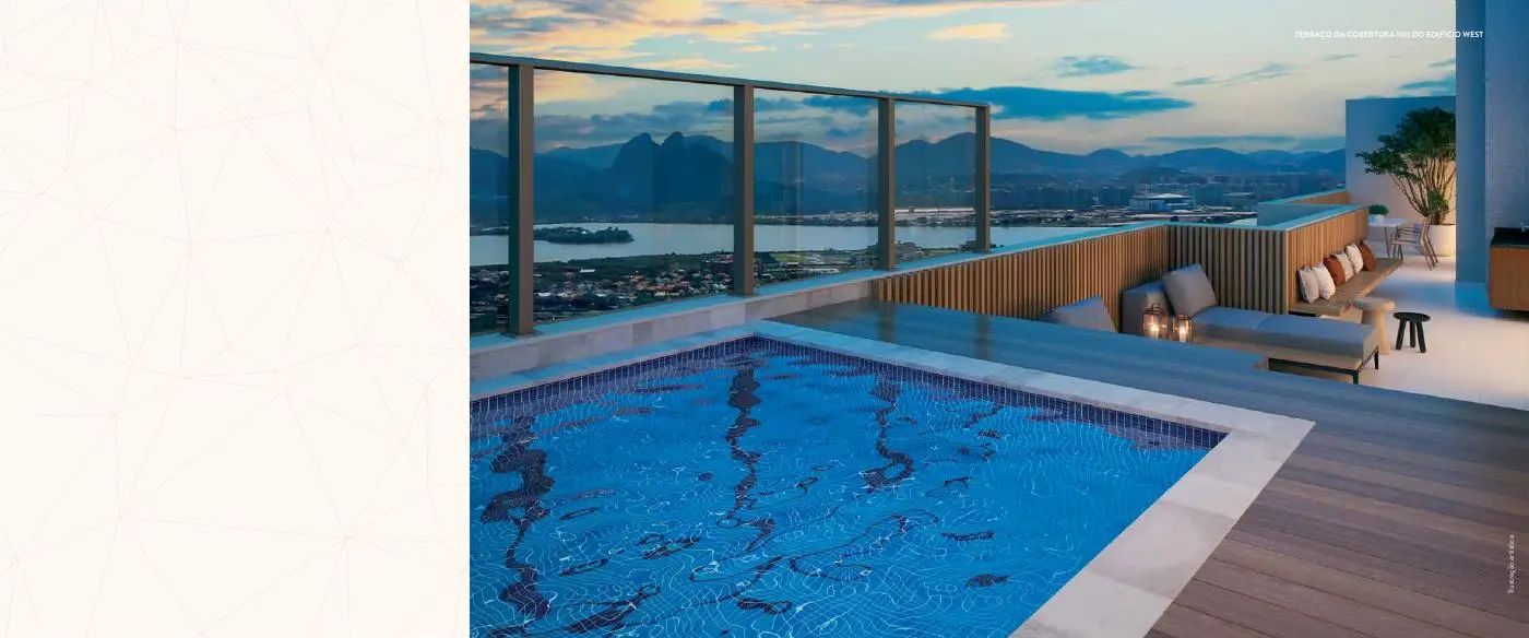 Piscina com deck e vista aberta do Latitud Condominium Design
