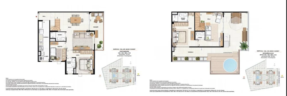 Planta Like Residencial Club: Cobertura duplex · opção 2 — Pavimentos inferior e superior · prancha original