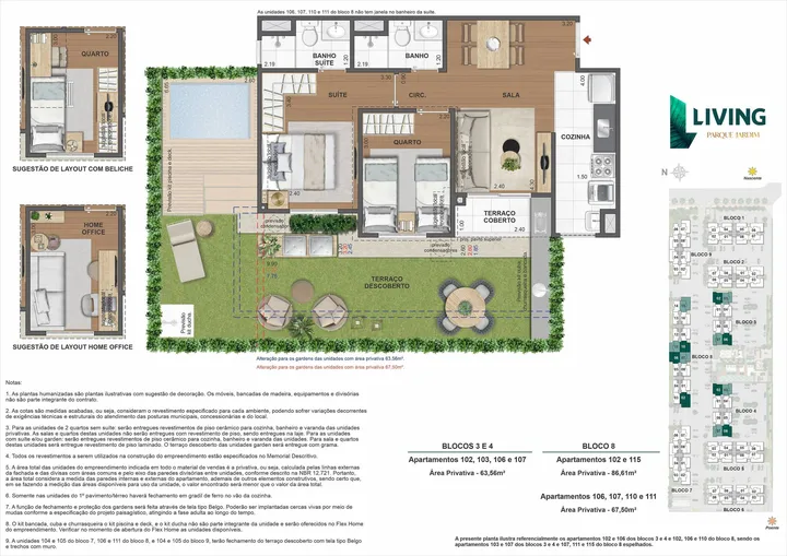Living Parque Jasmim — GARDEN 2 QTS C SUITE - 86,61 - 63,56 - 67,50