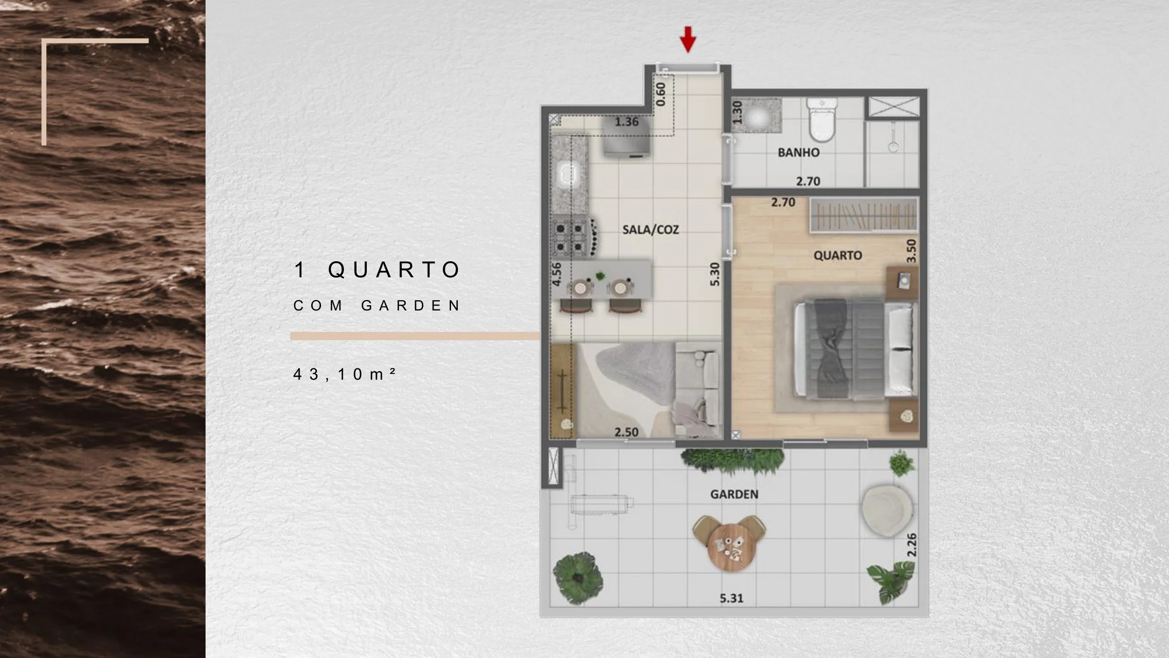 1 quarto garden · 43,10 m² · Metropolitan Dream