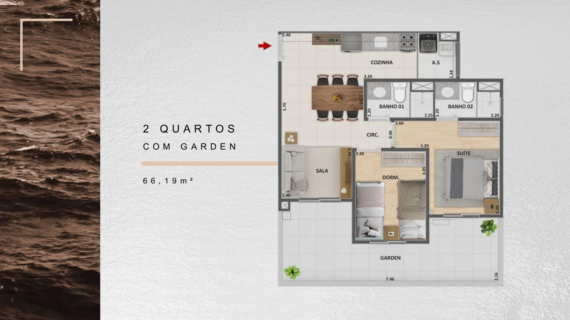 2 quartos garden · 66,19 m² · Metropolitan Dream