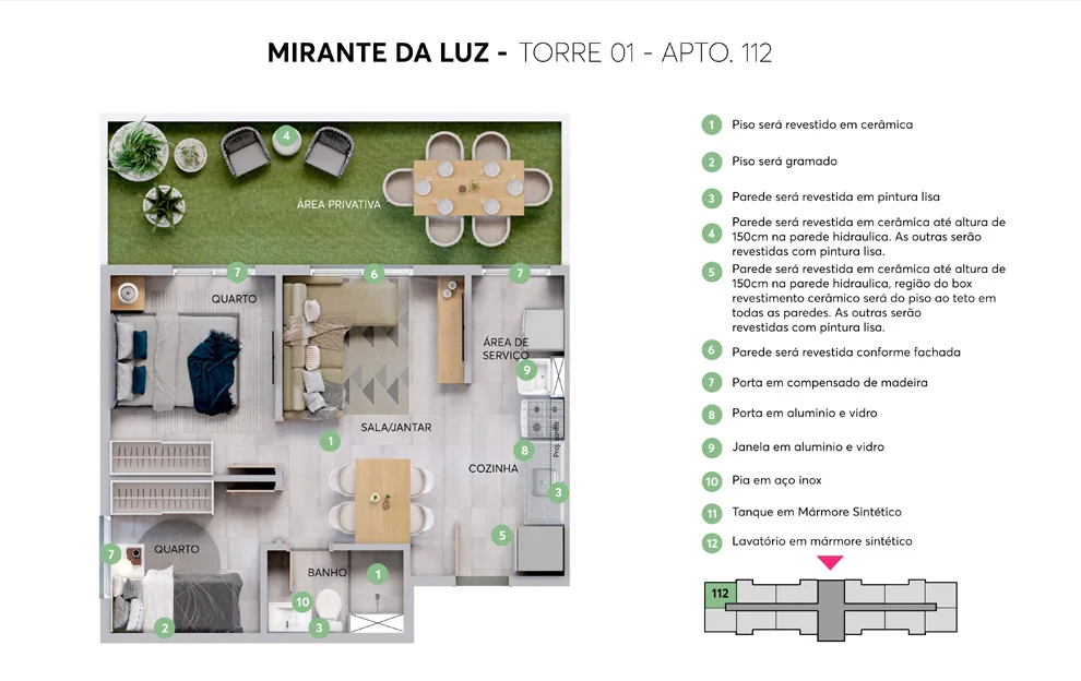 Outra opção de planta térrea com área privativa do Mirante da Luz