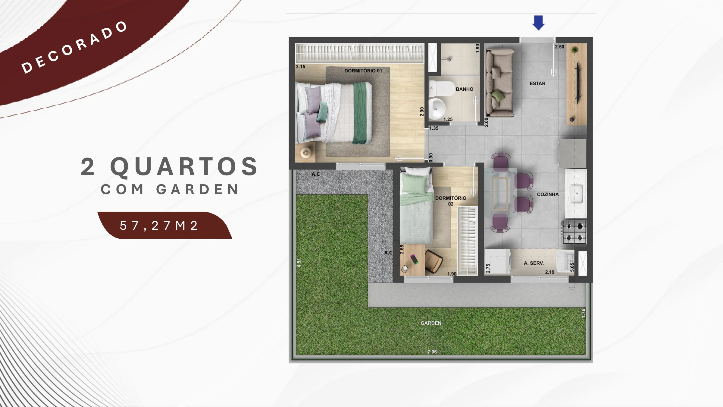 2 quartos garden · 57,27 m² · My Jacarepaguá Mood
