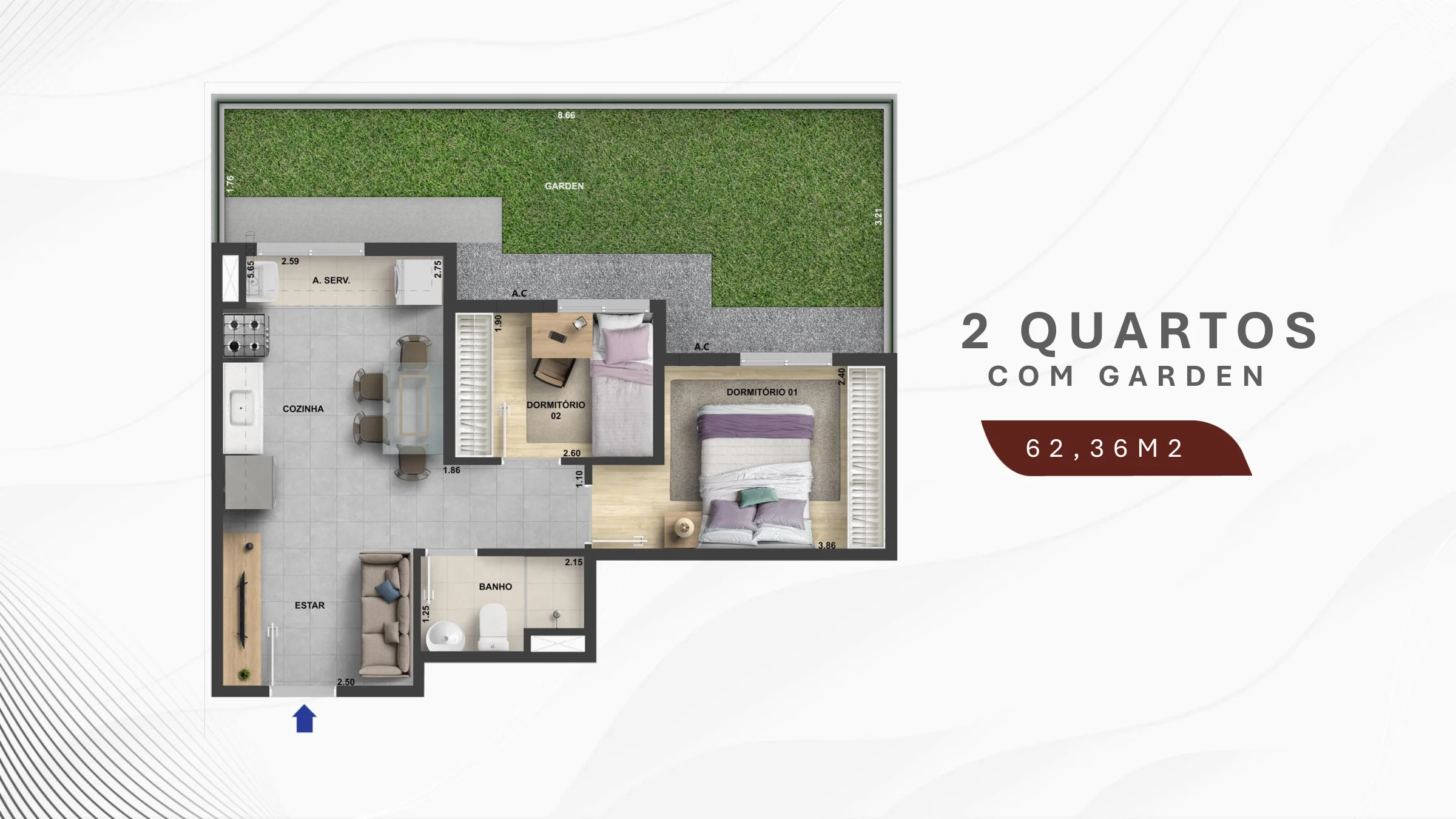 2 quartos garden · 62,36 m² · My Jacarepaguá Mood