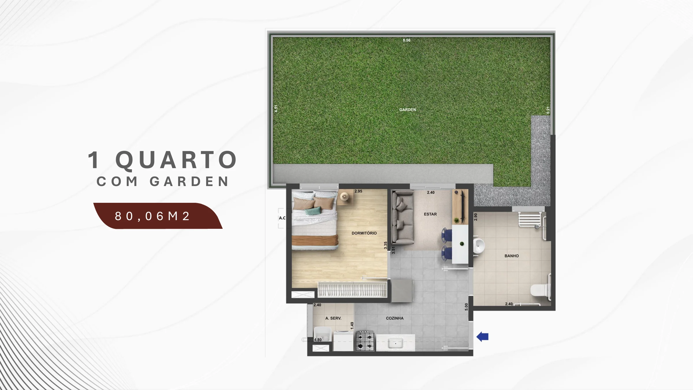 1 quarto garden · 80,06 m² · My Jacarepaguá Mood