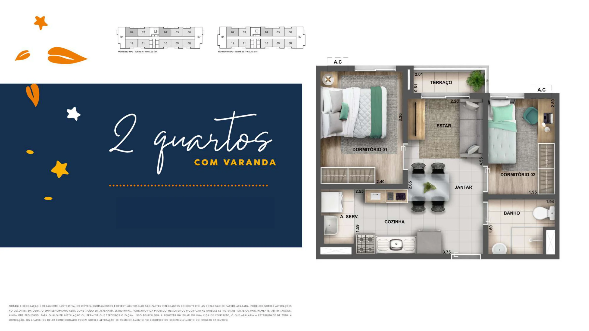 2 quartos com varanda · Nova Norte — Samba