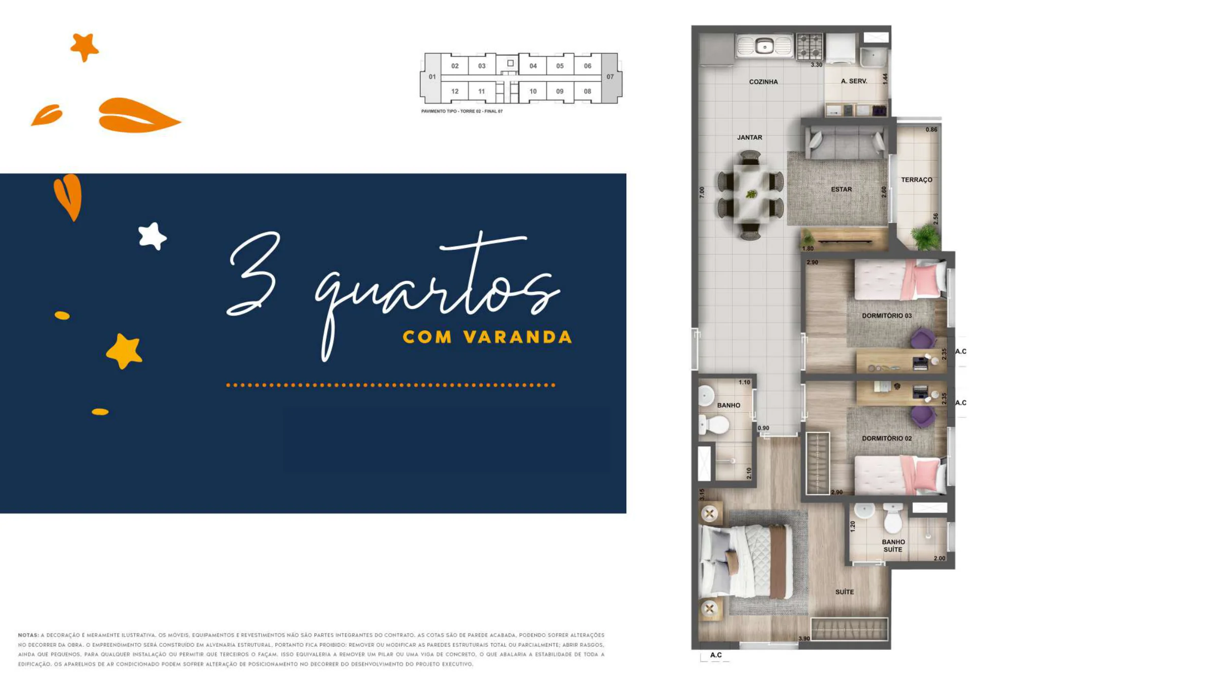 3 quartos com varanda · Nova Norte — Samba