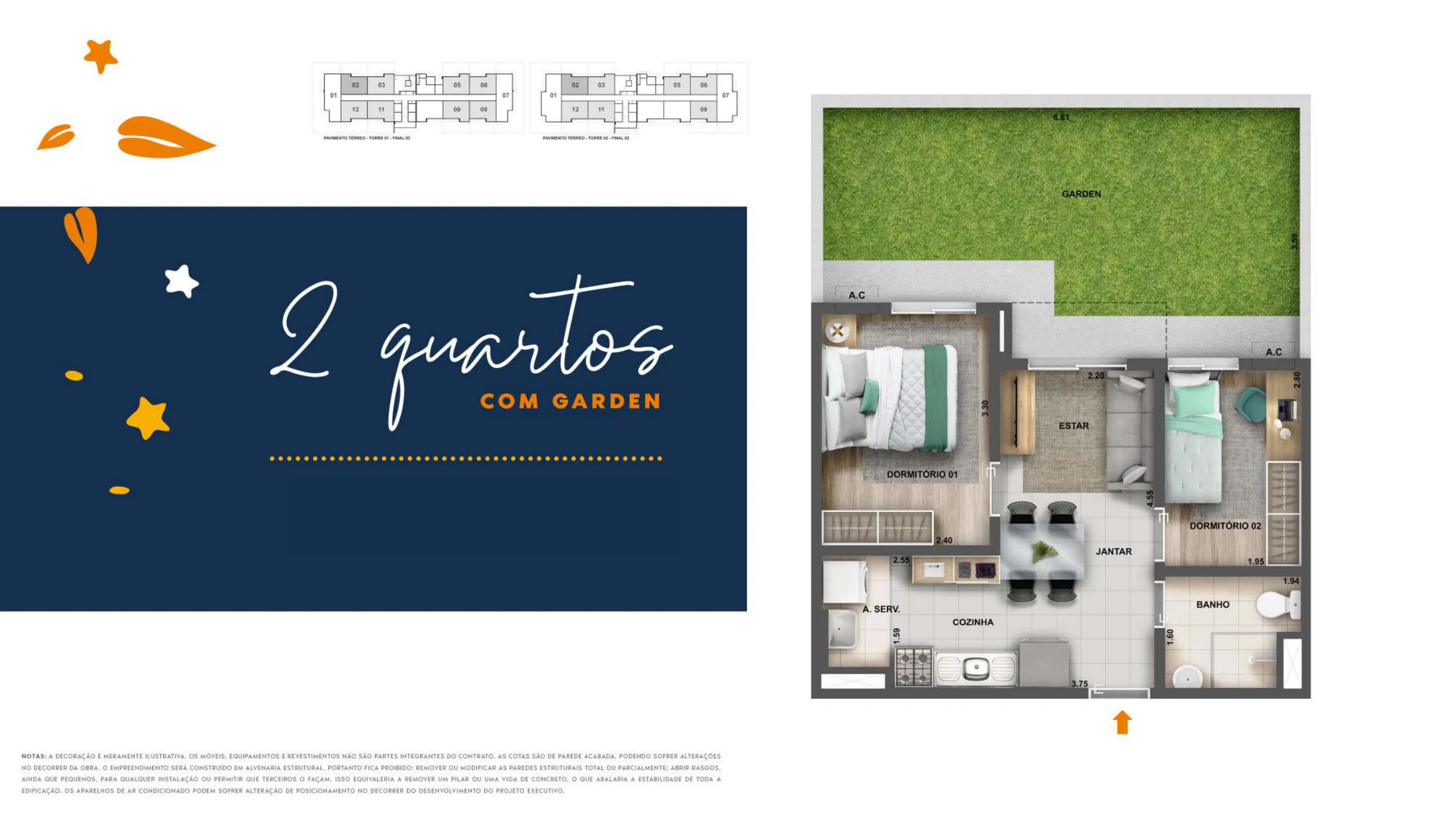 2 quartos com garden · Nova Norte — Samba