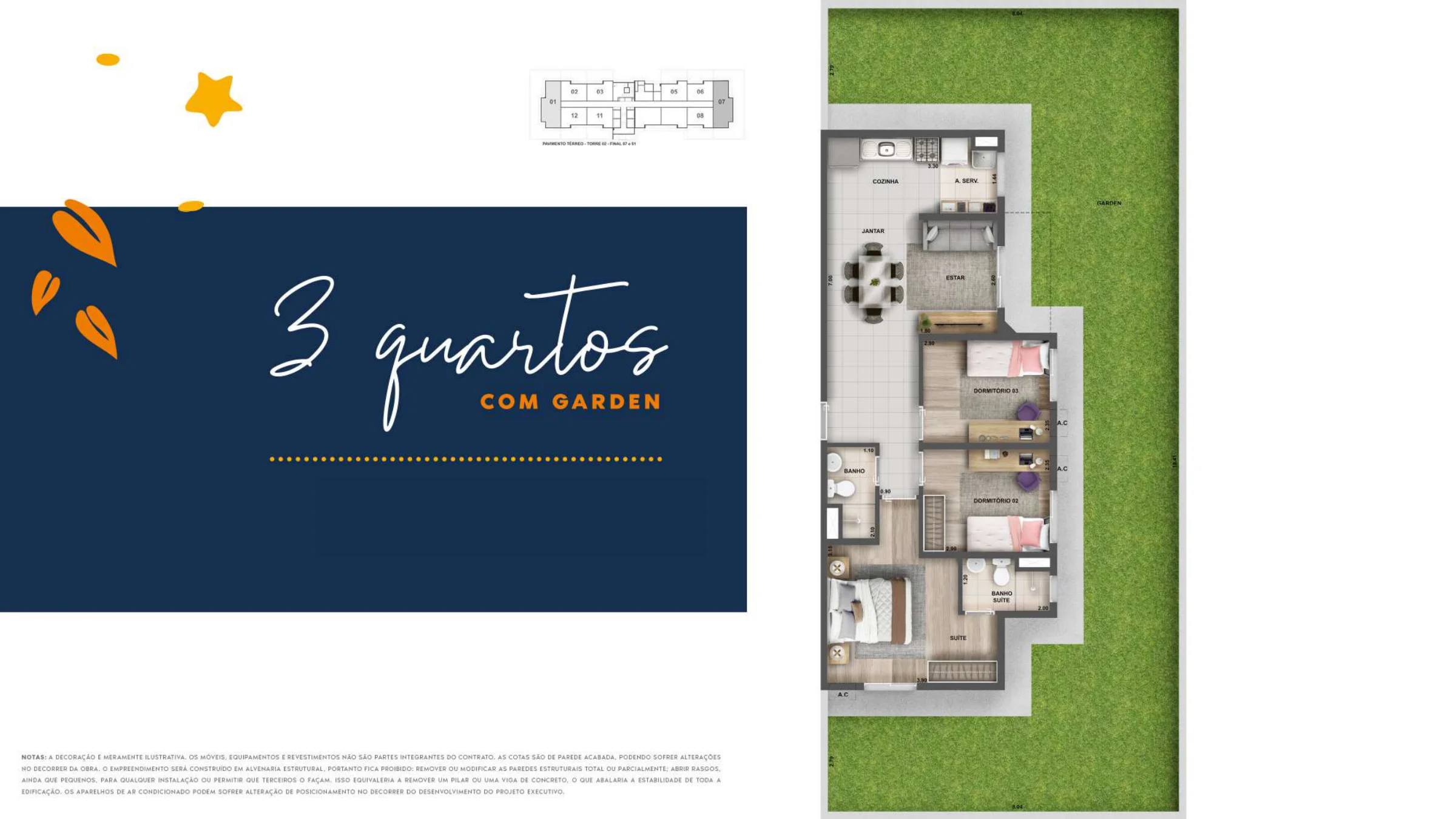 3 quartos com garden · Nova Norte — Samba