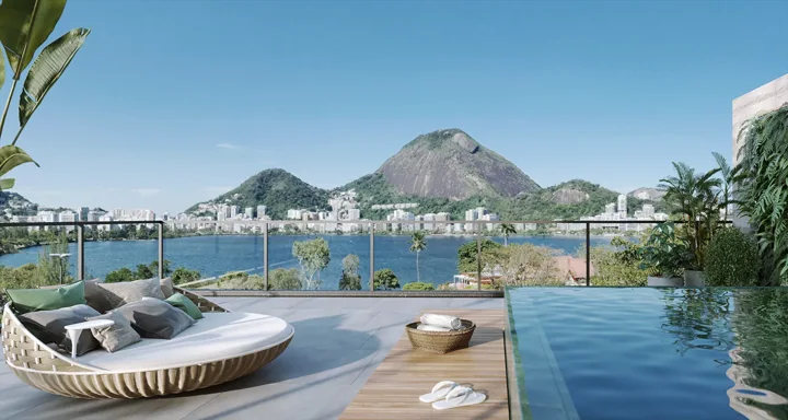 Oka Residence Lagoa — Fotomontagem do terraço da cobertura 604 · vista ilustrativa