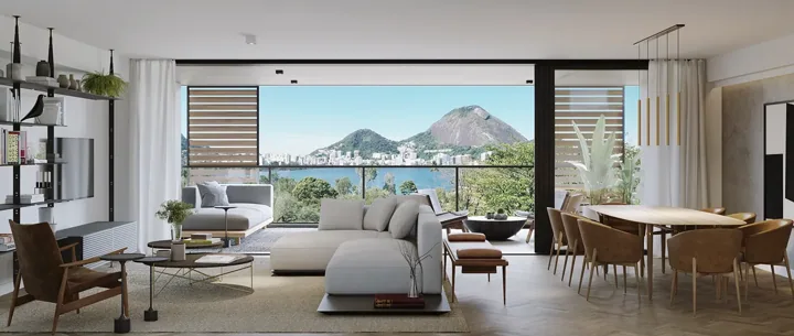 Oka Residence Lagoa — Ilustração Artística da Sala da Coluna 02