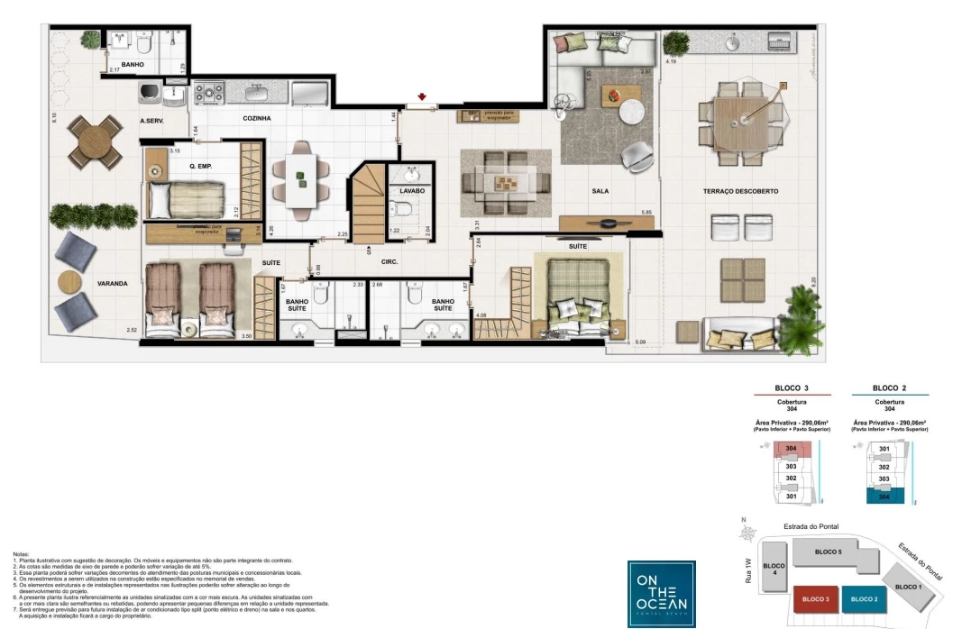 Planta ilustrativa de apartamento do On The Ocean