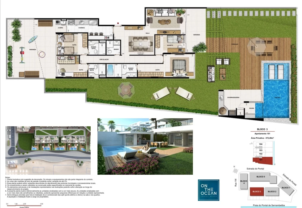 Planta ilustrativa de garden ou beach house
