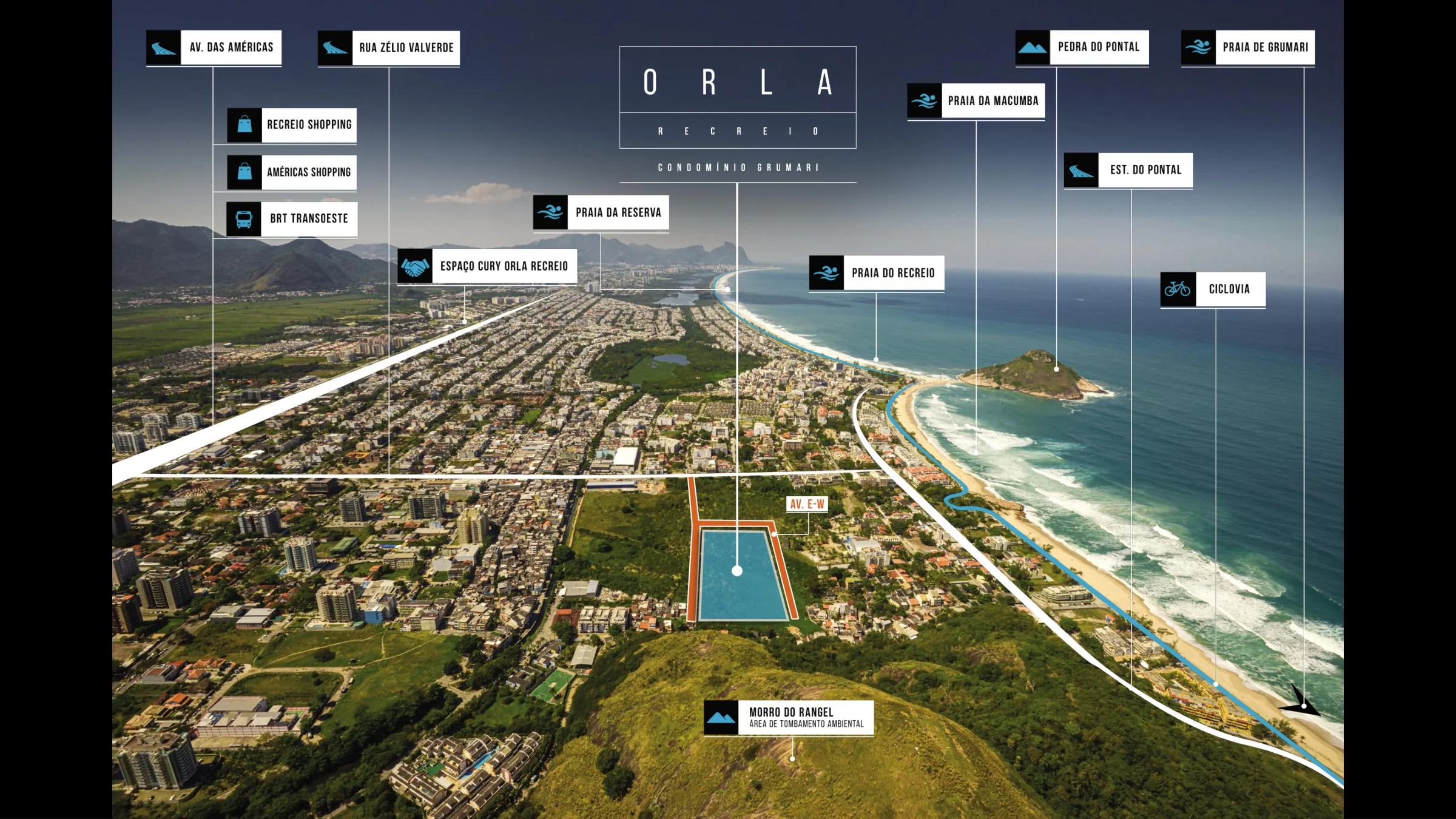 Localização ilustrada · Orla Recreio Grumari
