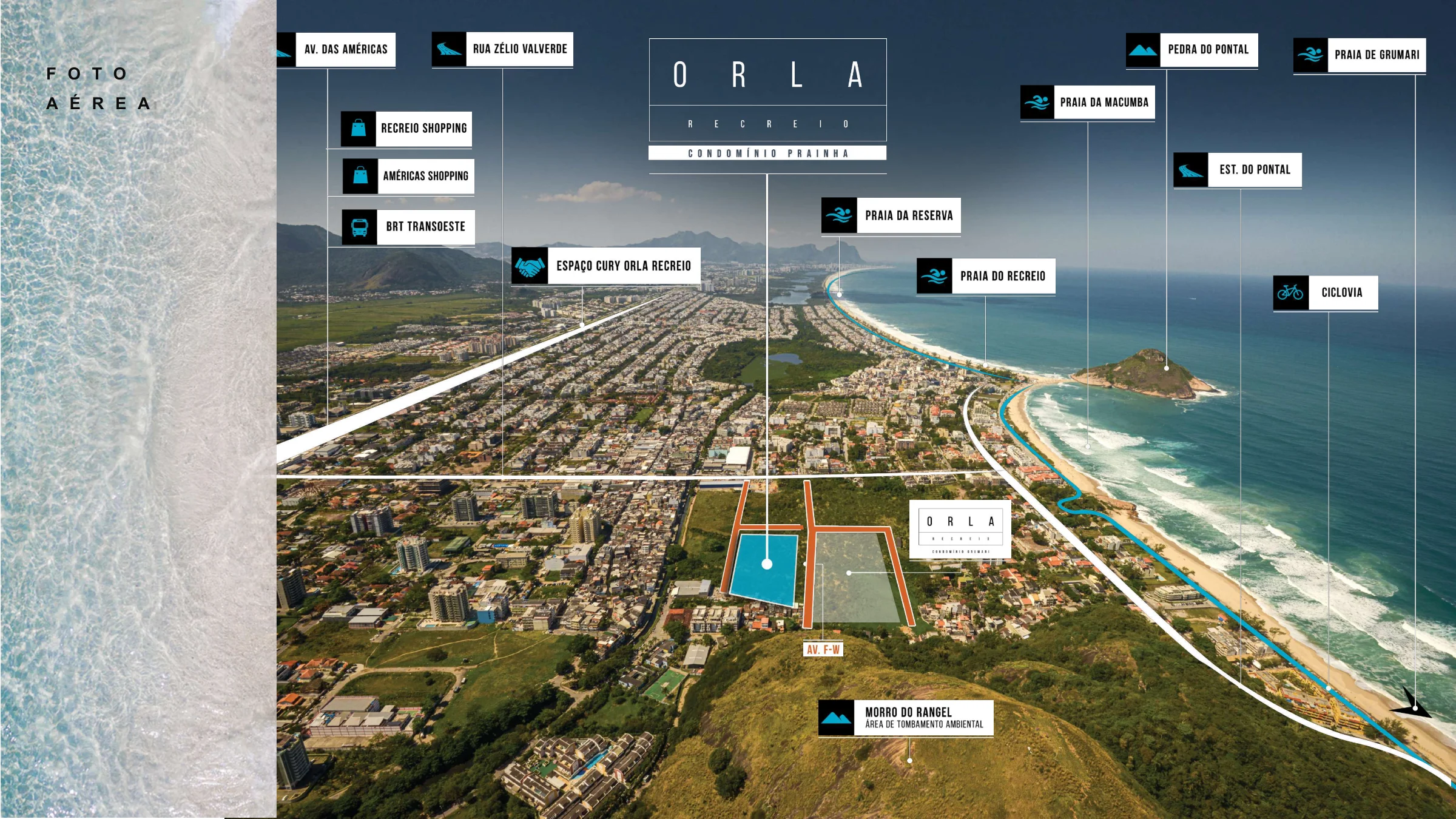Localização ilustrada · Orla Recreio Prainha