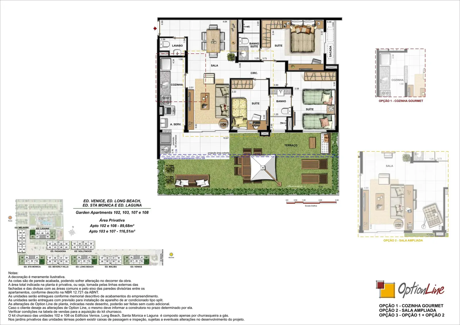 Planta Garden Apartment 103 de 116,51 m²