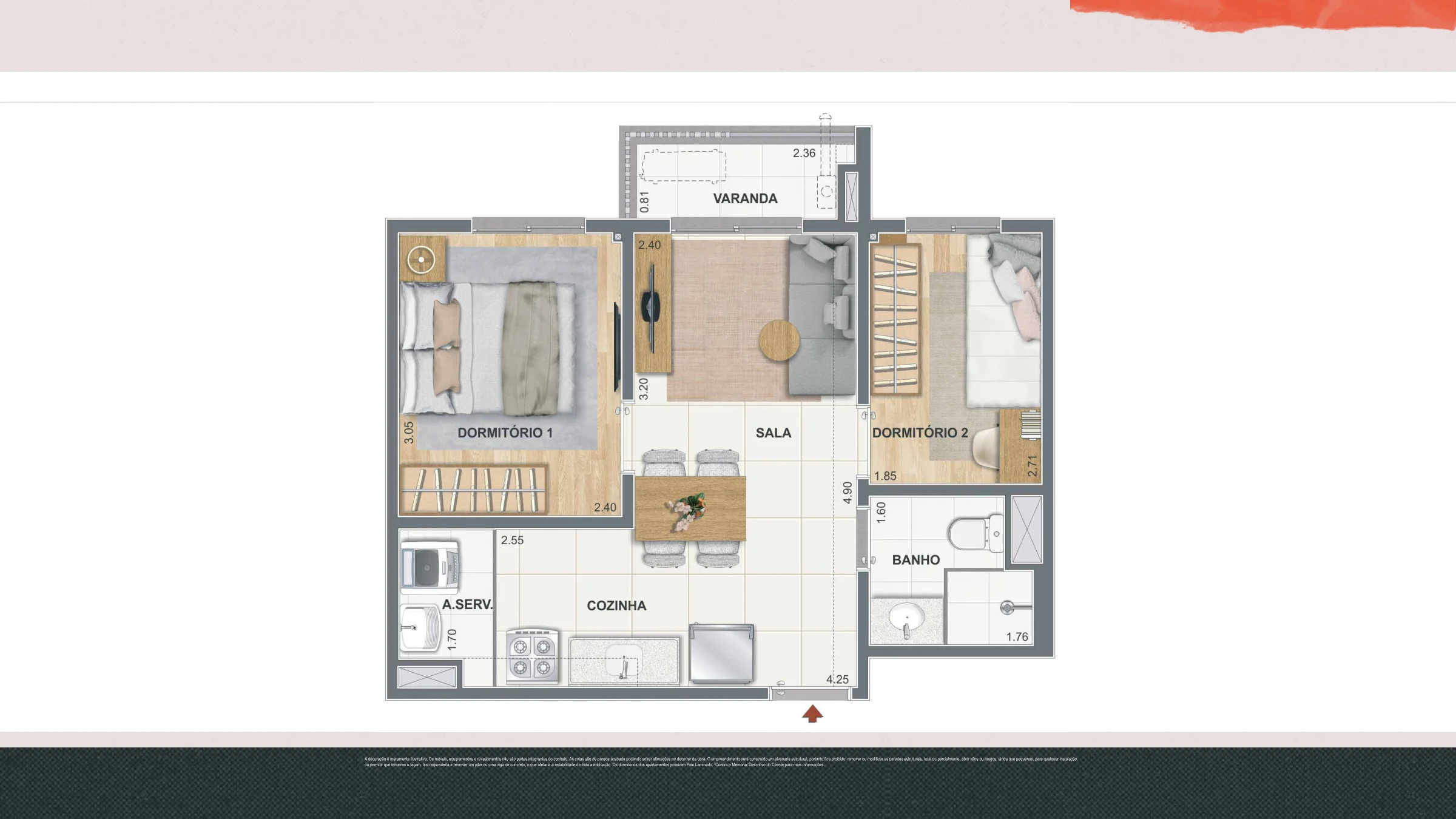 2 quartos · 39 m² · Pixinguinha — Condomínio Carinhoso