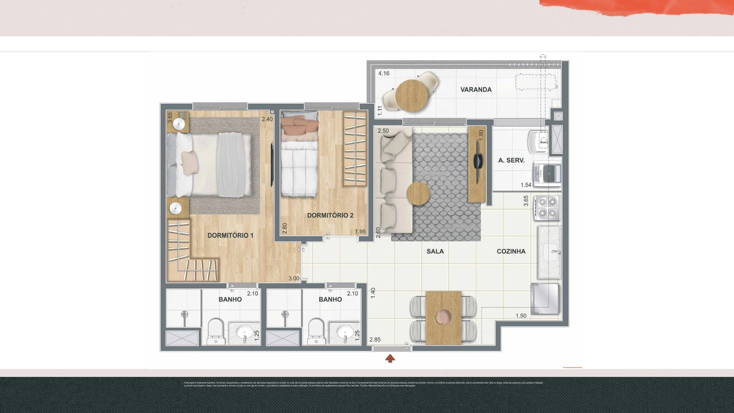 2 quartos com suíte · 53,28 m² · Pixinguinha — Condomínio Carinhoso