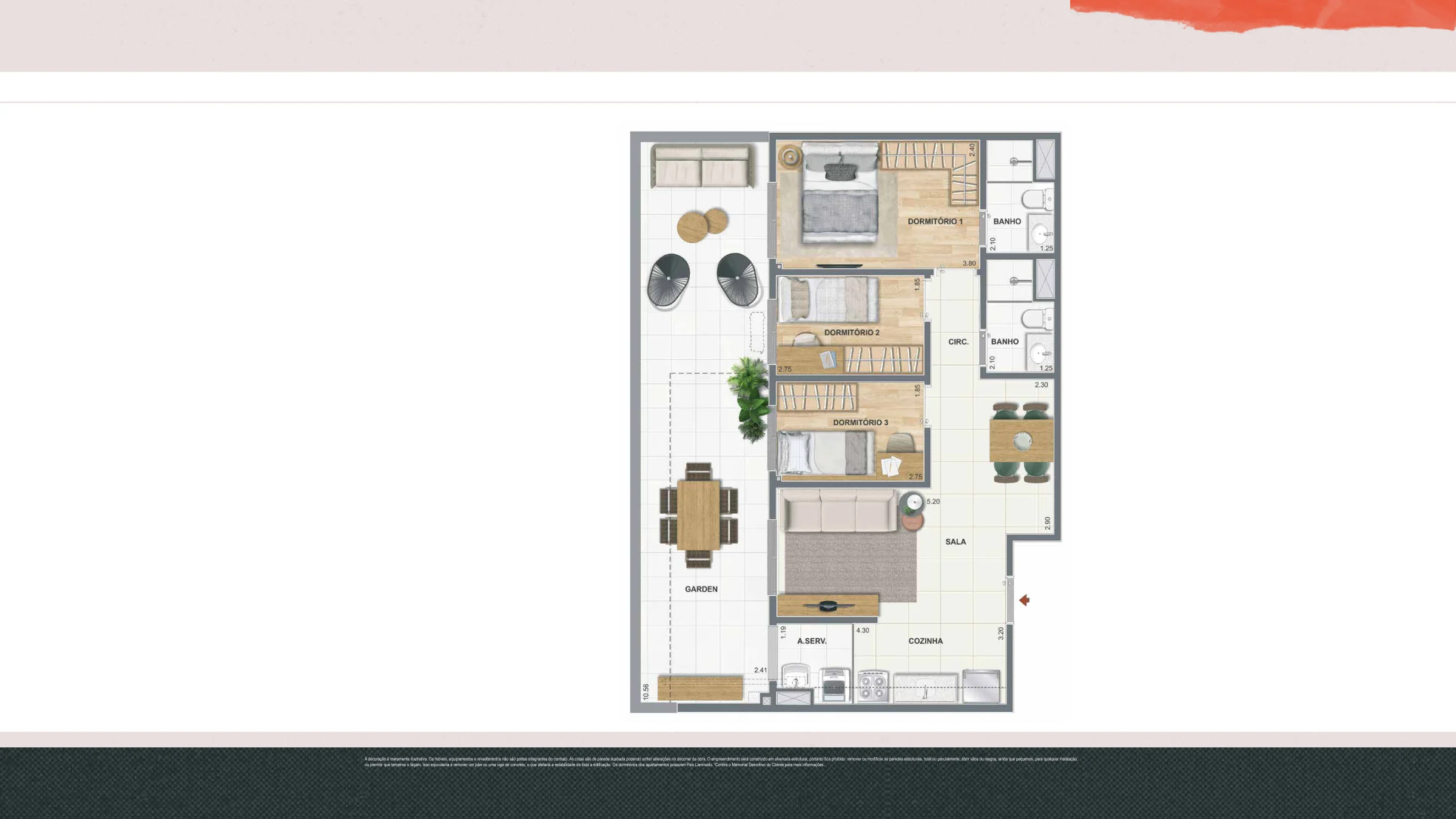 3 quartos com suíte e garden · 83,63 m² · Pixinguinha — Condomínio Carinhoso