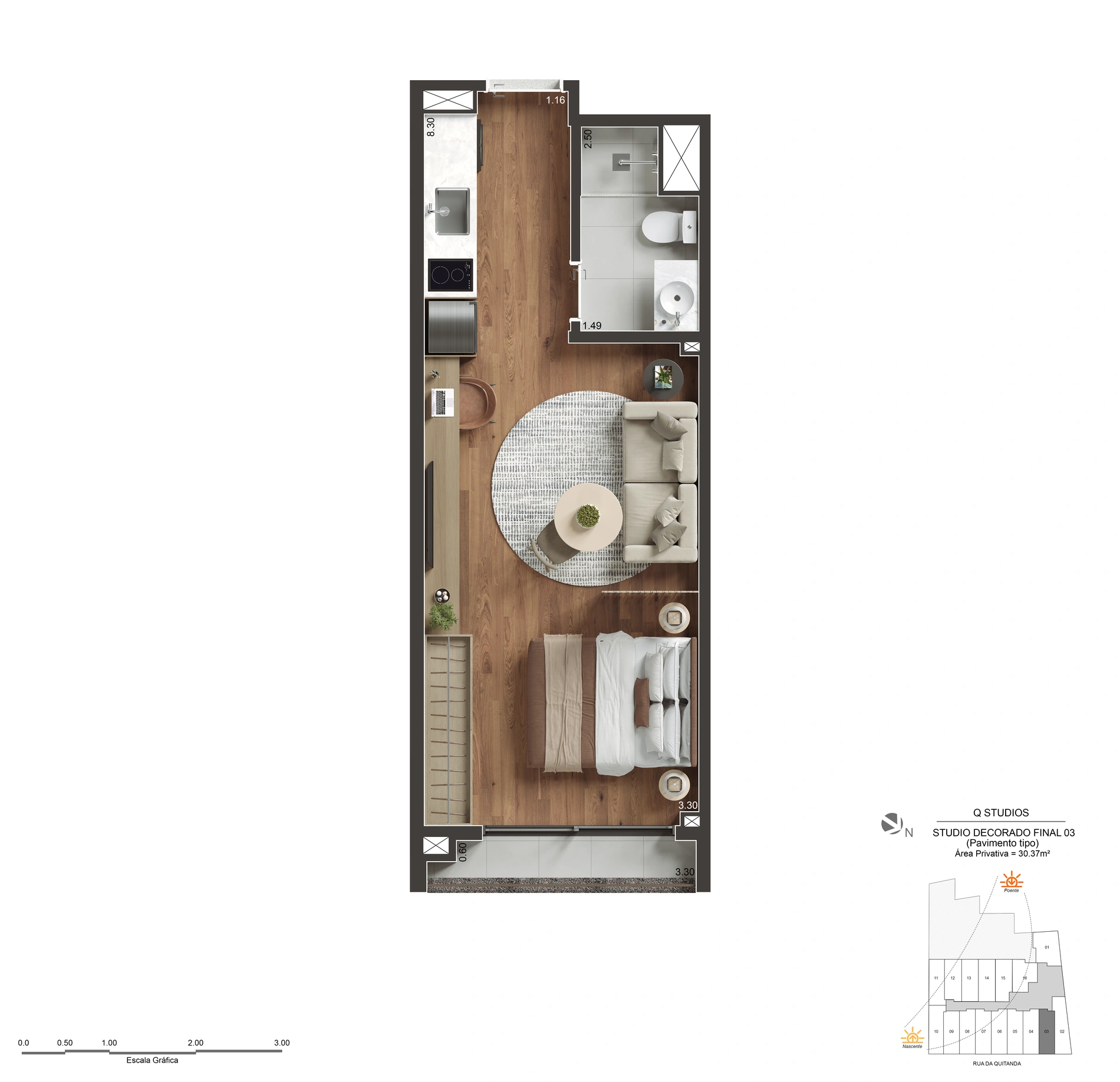 Studio decorado final 03 · 30,37 m²