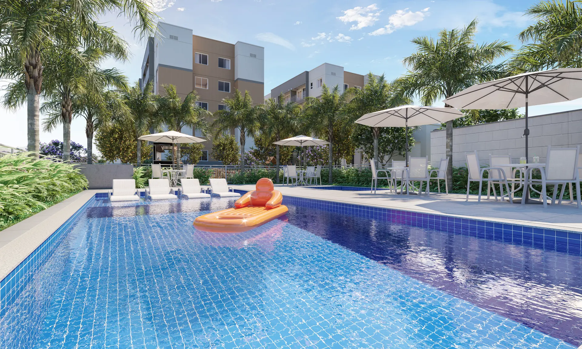 Piscinas adulta e infantil do Residencial Laranjeiras