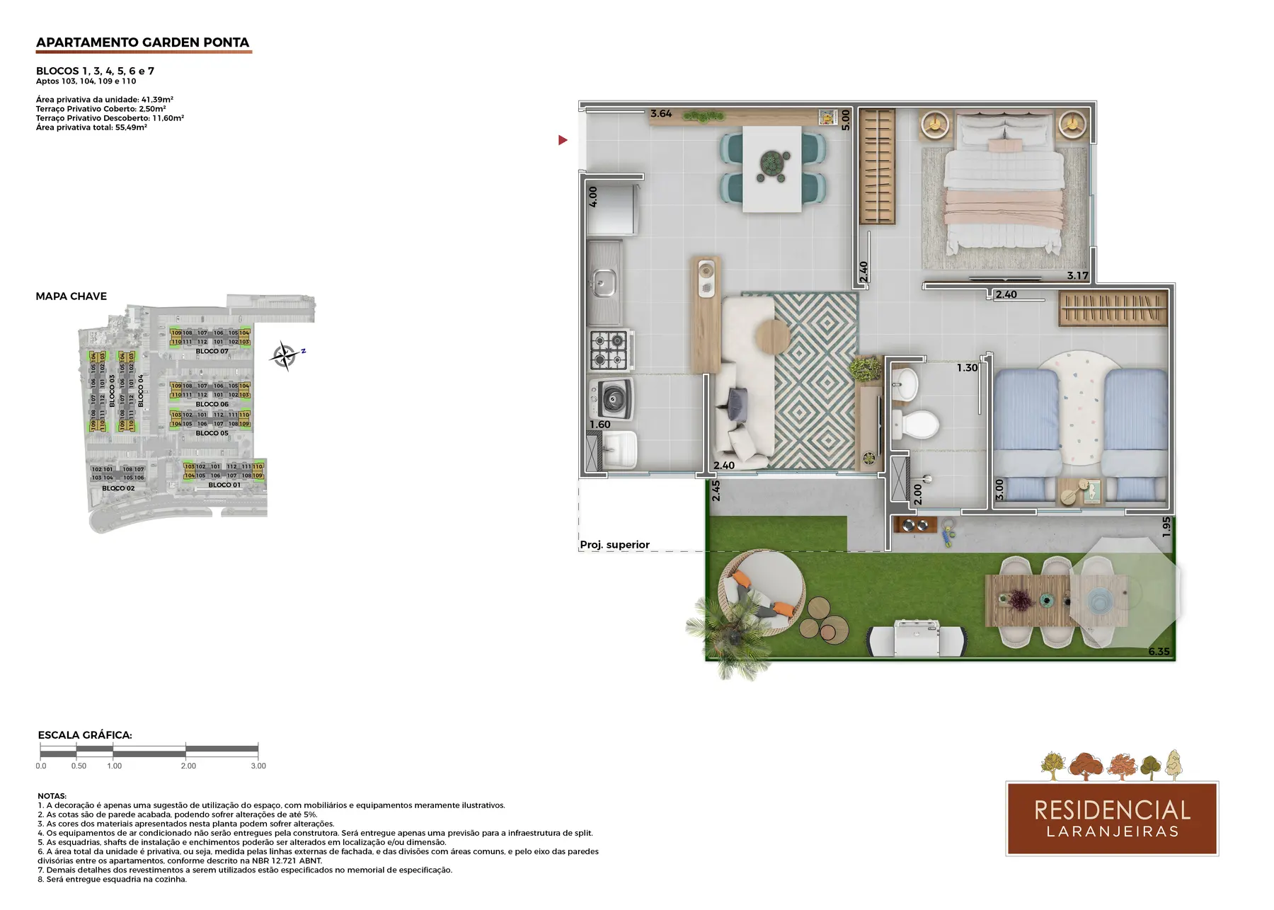Planta do apartamento garden do Residencial Laranjeiras