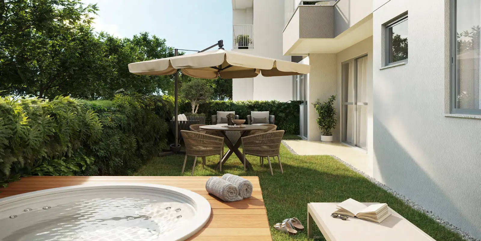 Perspectiva ilustrativa de apartamento garden do RG Personal Residences