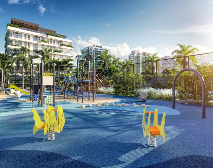 Perspectiva ilustrada do detalhe do playground infantil