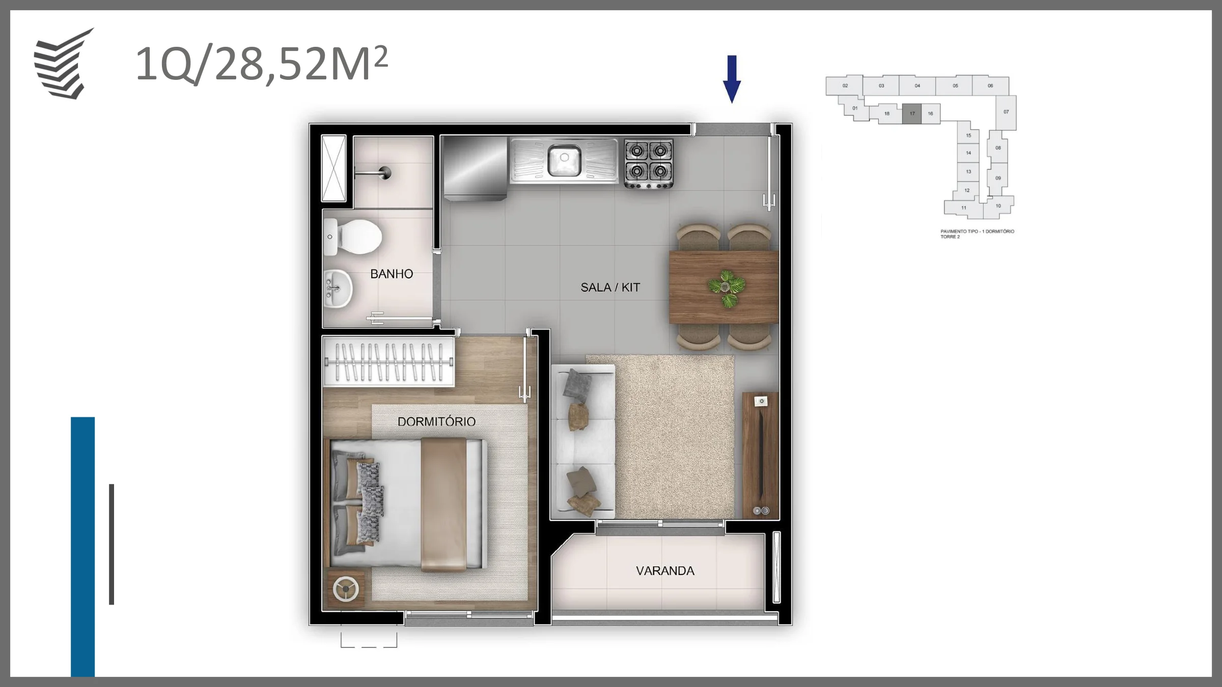 1 quarto · 28,52 m² · Rio Branco 220 Residencial