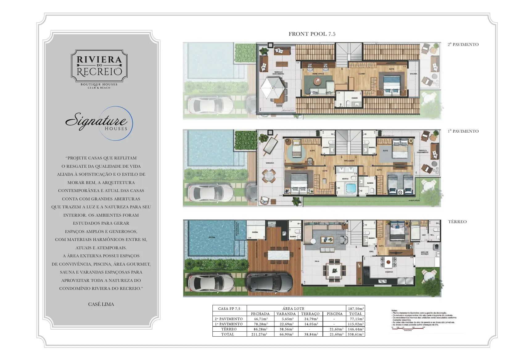 Planta ilustrativa da casa Front Pool 7.5