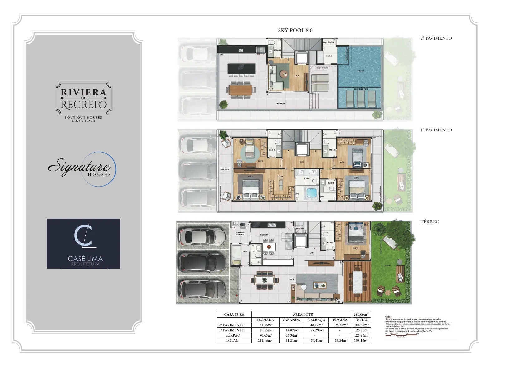 Planta ilustrativa da casa Sky Pool 8.0