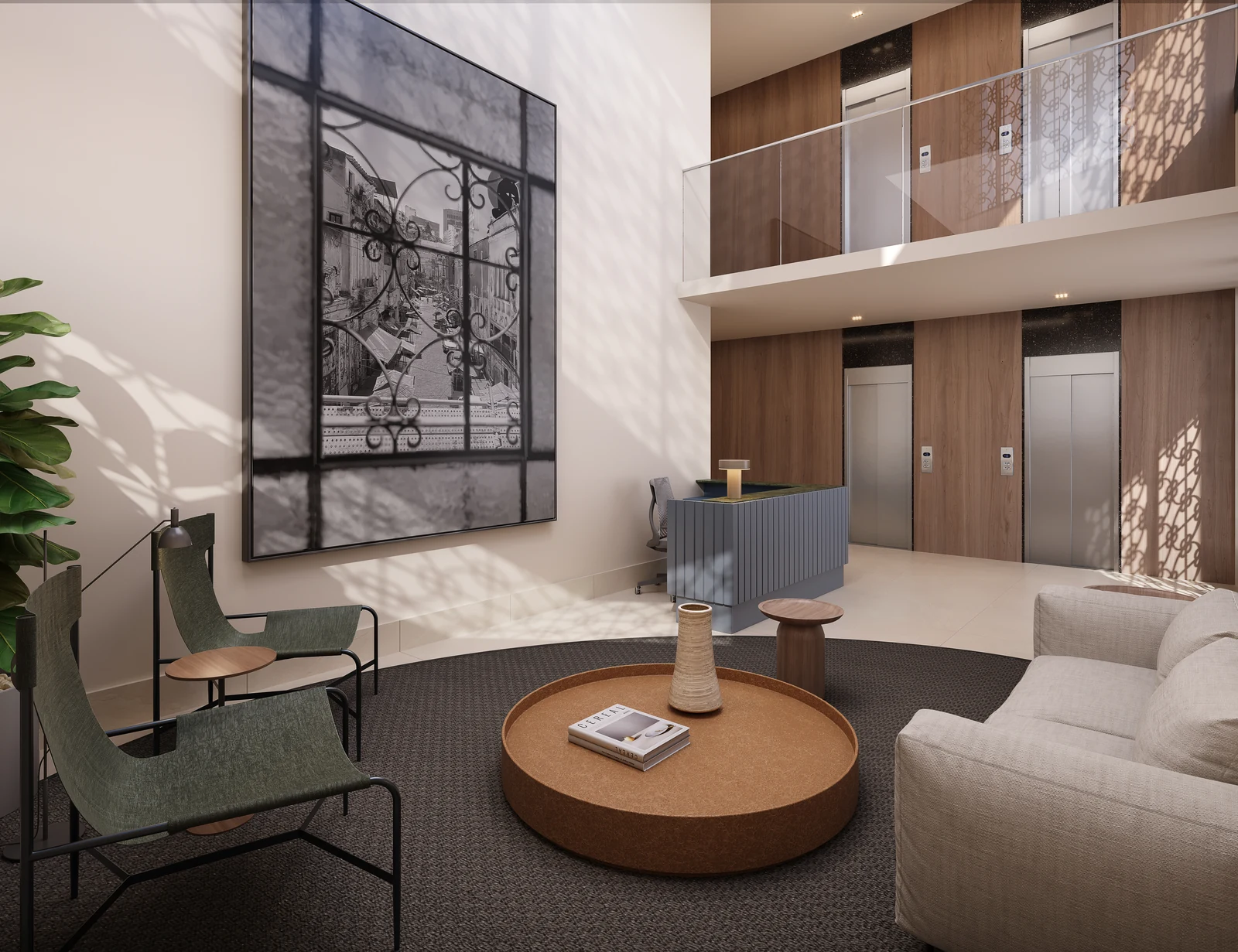 Perspectiva ilustrativa do lobby do SAL Rio Residencial
