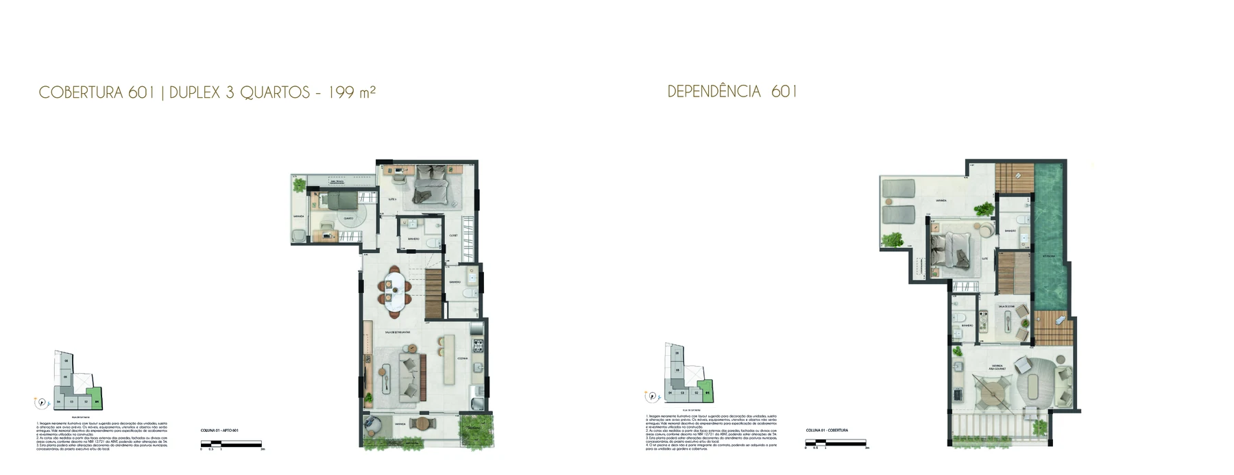 Planta ilustrativa da cobertura duplex 601 do Satamini 12