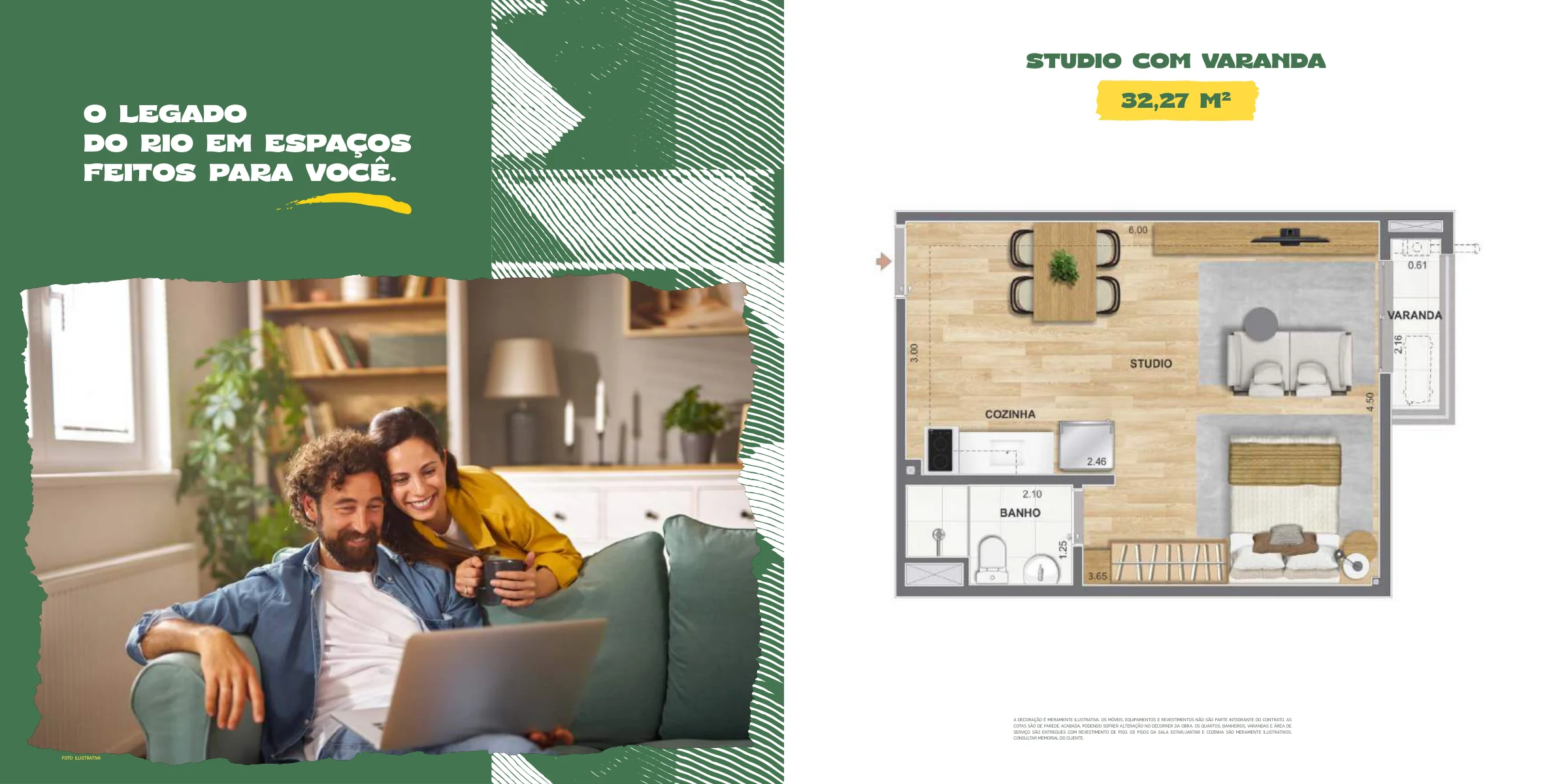 Studio com varanda · 32,27 m² · Saudosa Praça Onze