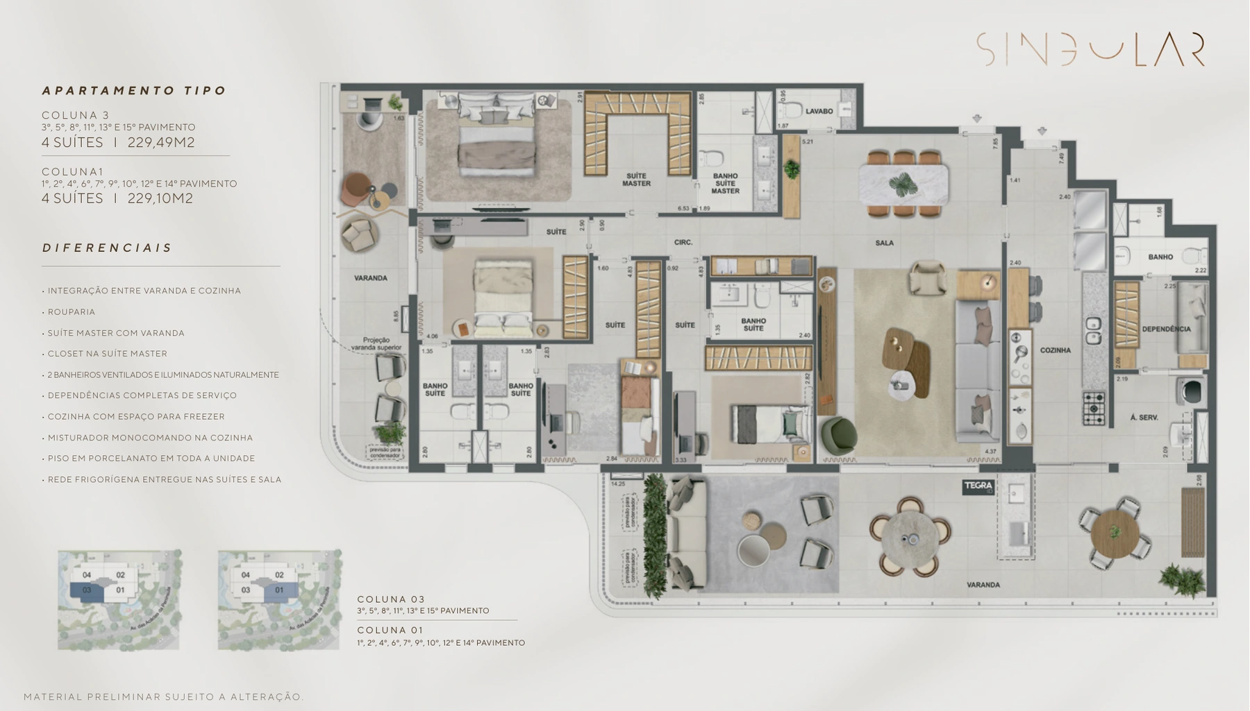 Apartamento tipo · referência de 229,49 / 229,10 m²