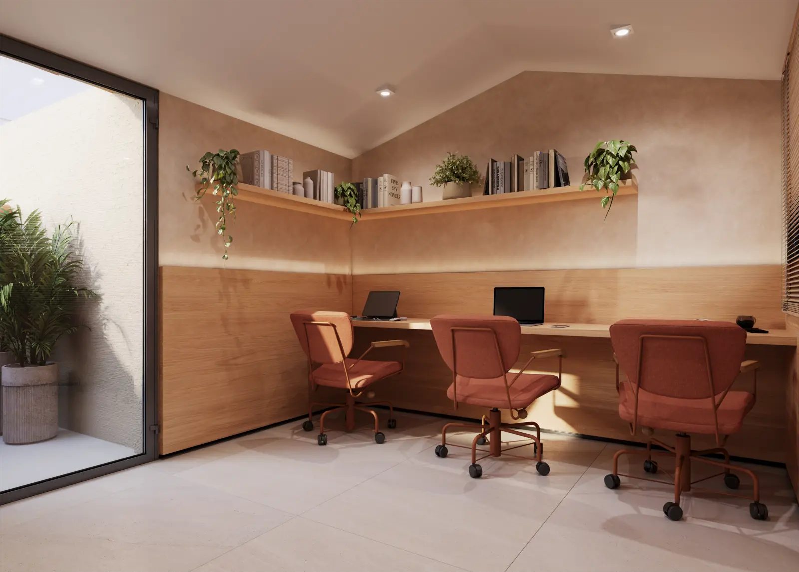Perspectiva ilustrativa do coworking do Stay 360 Leblon