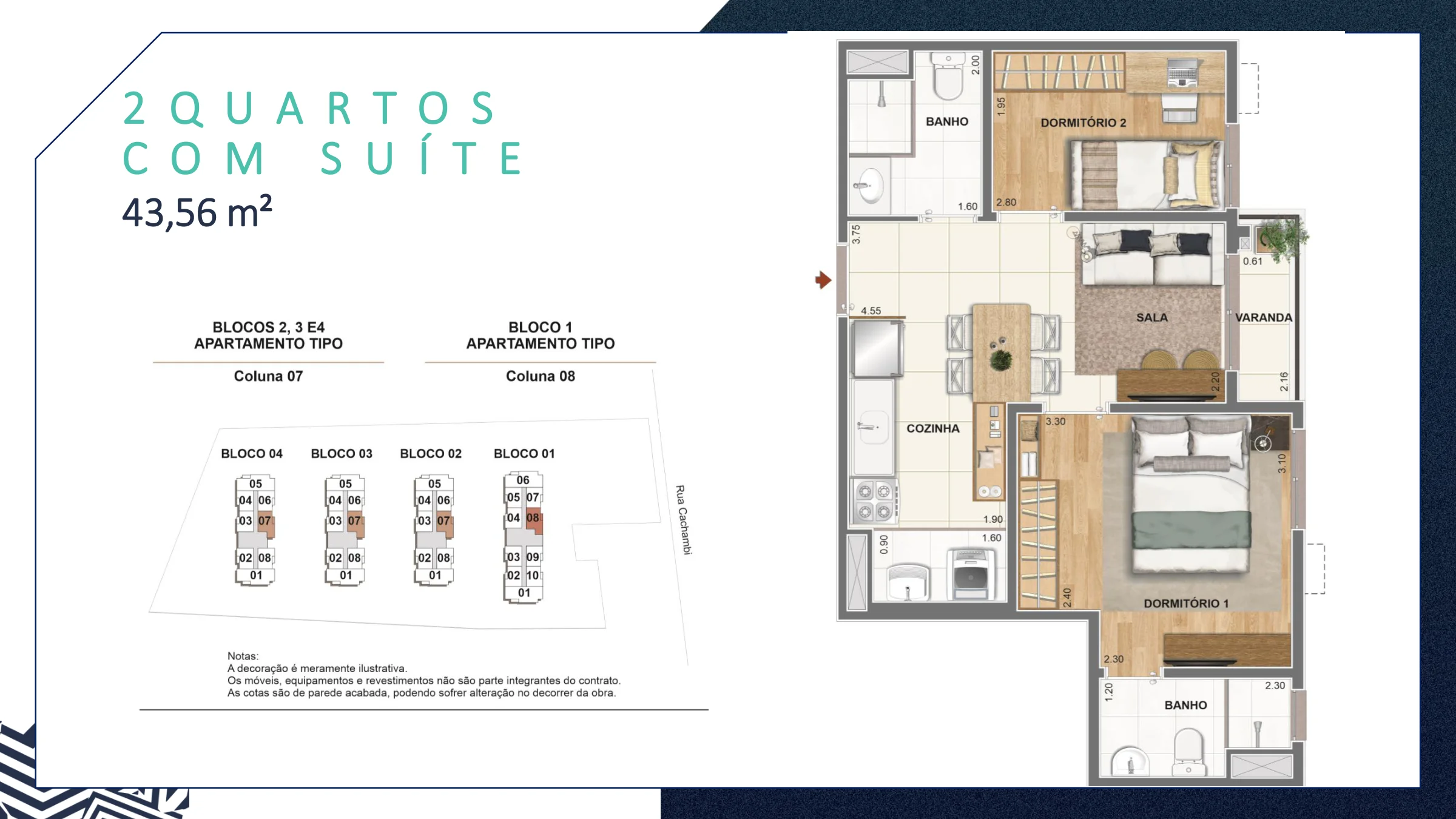 2 quartos com suíte · 43,56 m² · Trendy Cachambi